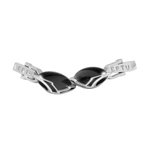 Silver cufflinks "Universal V" oval with onyx