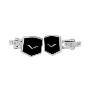 Cufflinks "V-8 Key" stainless steel with inset onyx