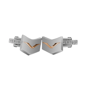 Cufflinks "V-8 Key" of brushed stainless steel with rose gold